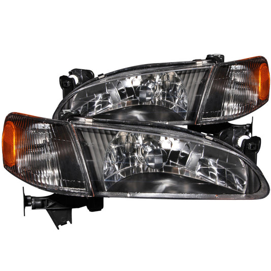ANZO 1998-2000 Toyota Corolla Crystal Headlights Black - Burkken Auto Parts