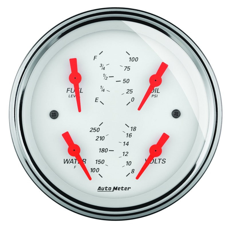 Autometer Arctic White 5in Quad GA, Fuel Level, 0-90 OHM - Burkken Auto Parts