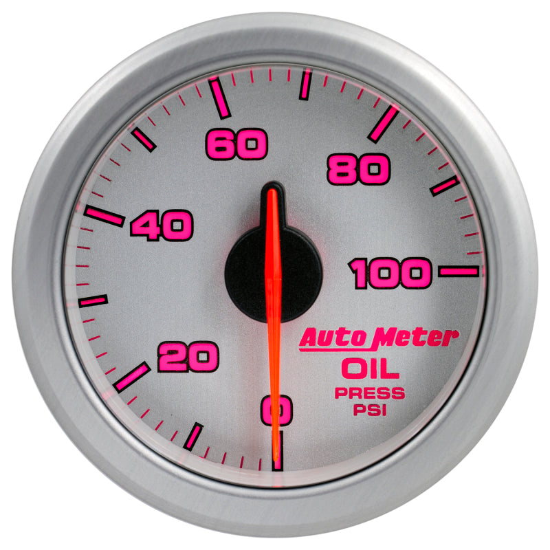 Autometer Airdrive 2-1/6in Oil Pressure Gauge 0-100 PSI - Silver - Burkken Auto Parts
