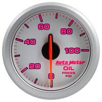 Autometer Airdrive 2-1/6in Oil Pressure Gauge 0-100 PSI - Silver - Burkken Auto Parts