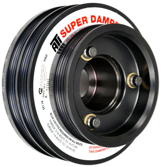 ATI Damper - 5.67in - Alum - (2) 4 Grv - Nissan RB26 - R33 34 - 1Pc - w/Power Steering Pulley - Burkken Auto Parts