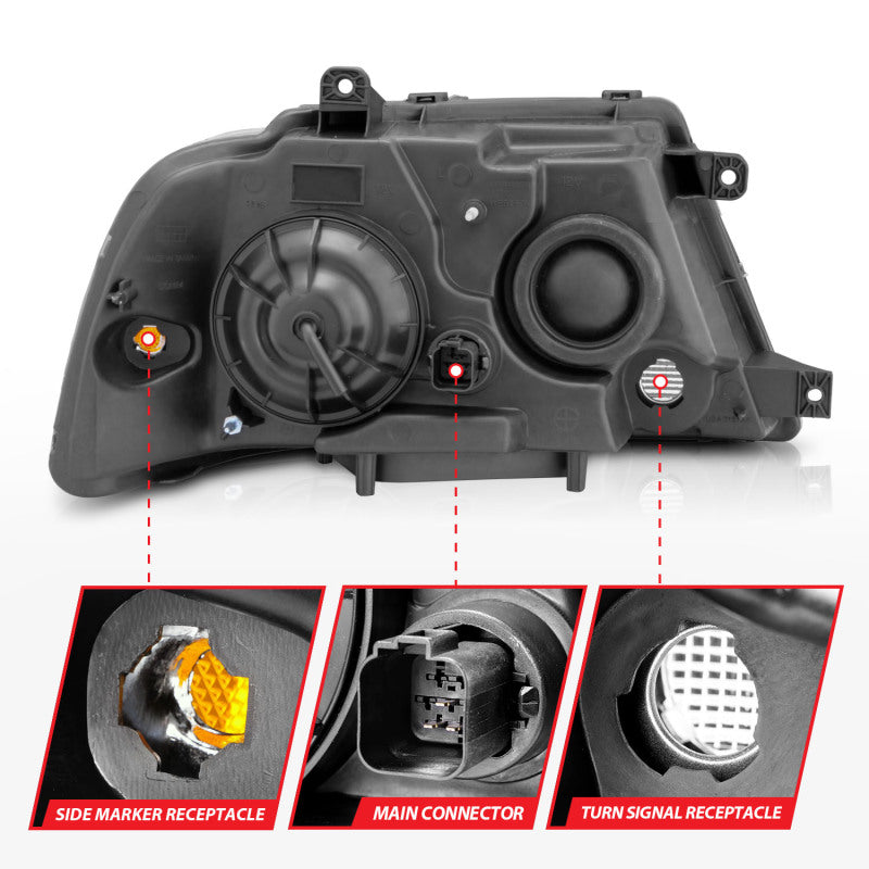 ANZO 2003-2006 Lincoln Navigator Crystal Headlights Black - Burkken Auto Parts