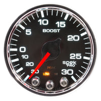 Autometer Spek-Pro Gauge Vac/Boost 2 1/16in 30Inhg-30psi Stepper Motor W/Peak & Warn Black/Chrome - Burkken Auto Parts