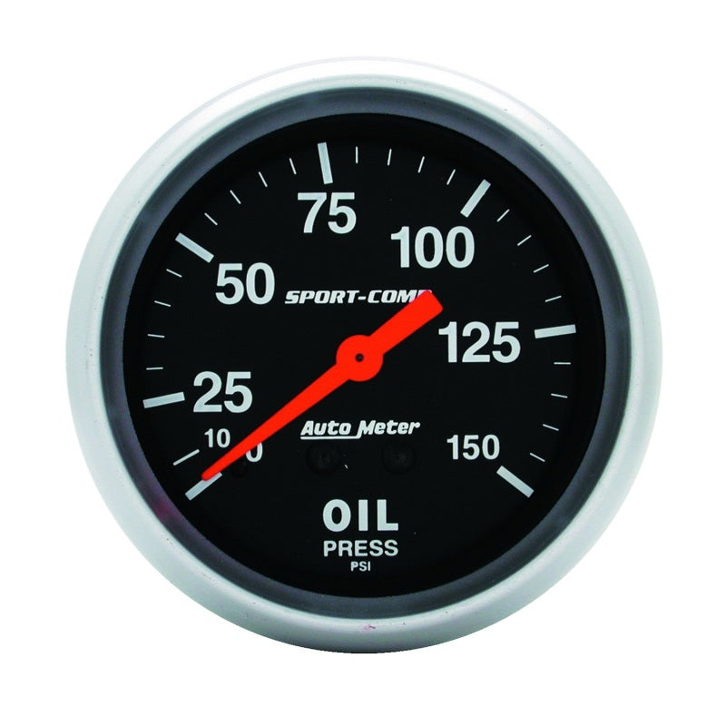 AutoMeter Gauge Oil Pressure 2-5/8in. 150PSI Mechanical Sport-Comp - Burkken Auto Parts