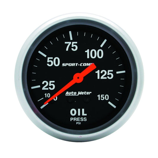 AutoMeter Gauge Oil Pressure 2-5/8in. 150PSI Mechanical Sport-Comp - Burkken Auto Parts