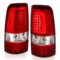 ANZO 2003-2006 Chevy Silverado 1500 LED Taillights Plank Style Chrome With Red/Clear Lens - Burkken Auto Parts