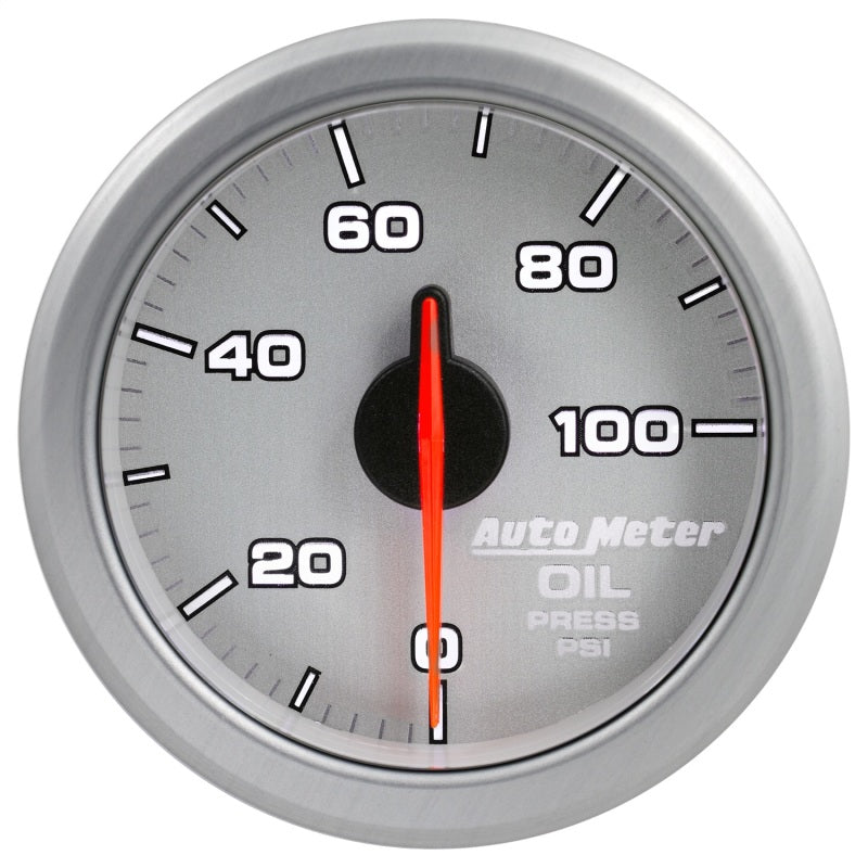 Autometer Airdrive 2-1/6in Oil Pressure Gauge 0-100 PSI - Silver - Burkken Auto Parts