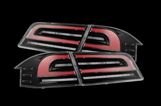 AlphaRex 12-21 Tesla Model S LUXX-Series LED Tail Lights - Black/Red - Burkken Auto Parts