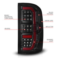 ANZO 14-18 GMC Sierra 1500 Full LED Taillights Black Housing Smoke Lens (w/C Light Bars) - Burkken Auto Parts