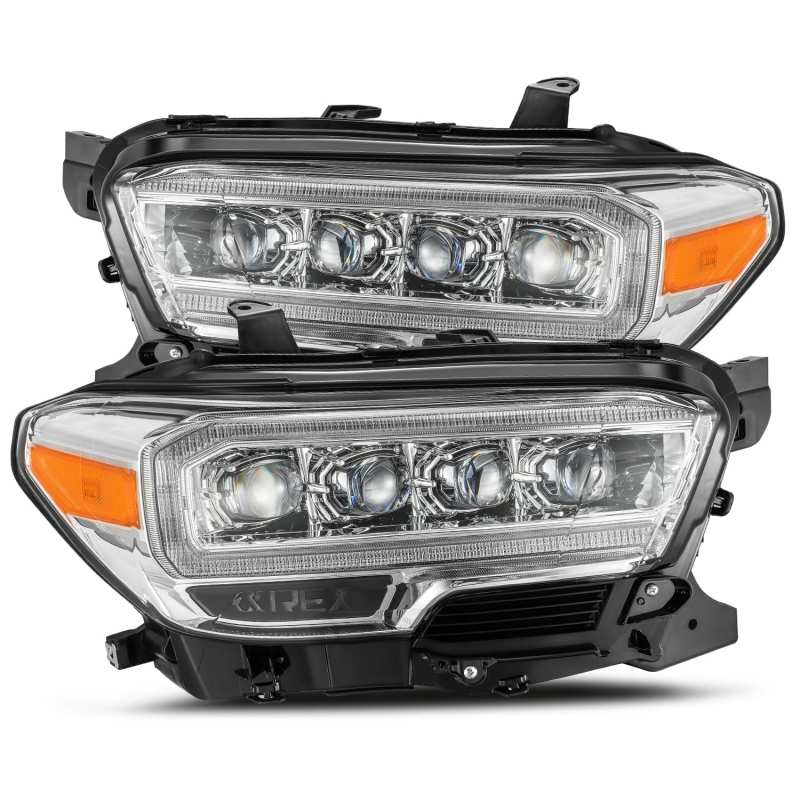 AlphaRex 16-20 Toyota Tacoma NOVA LED Projector Headlights Plank Style Chrome w/Activation Light - Burkken Auto Parts