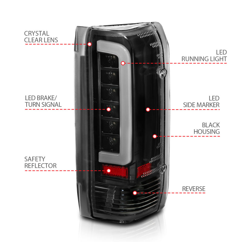 ANZO 1987-1996 Ford F-150 LED Taillights Black Housing Clear Lens (Pair) - Burkken Auto Parts
