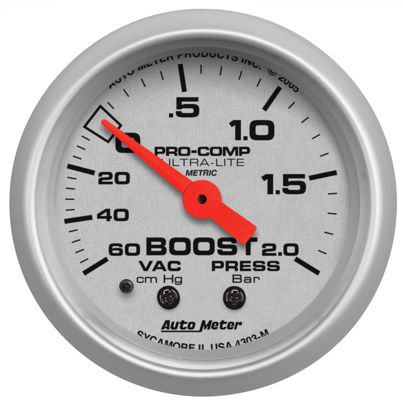 Autometer Ultra-Lite 52mm 60cm/HG-2.0Bar Mechanical Vacuum/Boost Gauge - Burkken Auto Parts