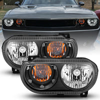 ANZO 2008-2014 Dodge Challenger Crystal Headlights Black - Burkken Auto Parts