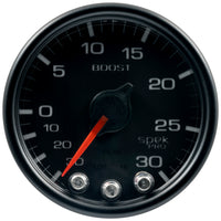 Autometer Spek-Pro Gauge Vac/Boost 2 1/16in 30Inhg-30psi Stepper Motor W/Peak & Warn Black/Black - Burkken Auto Parts