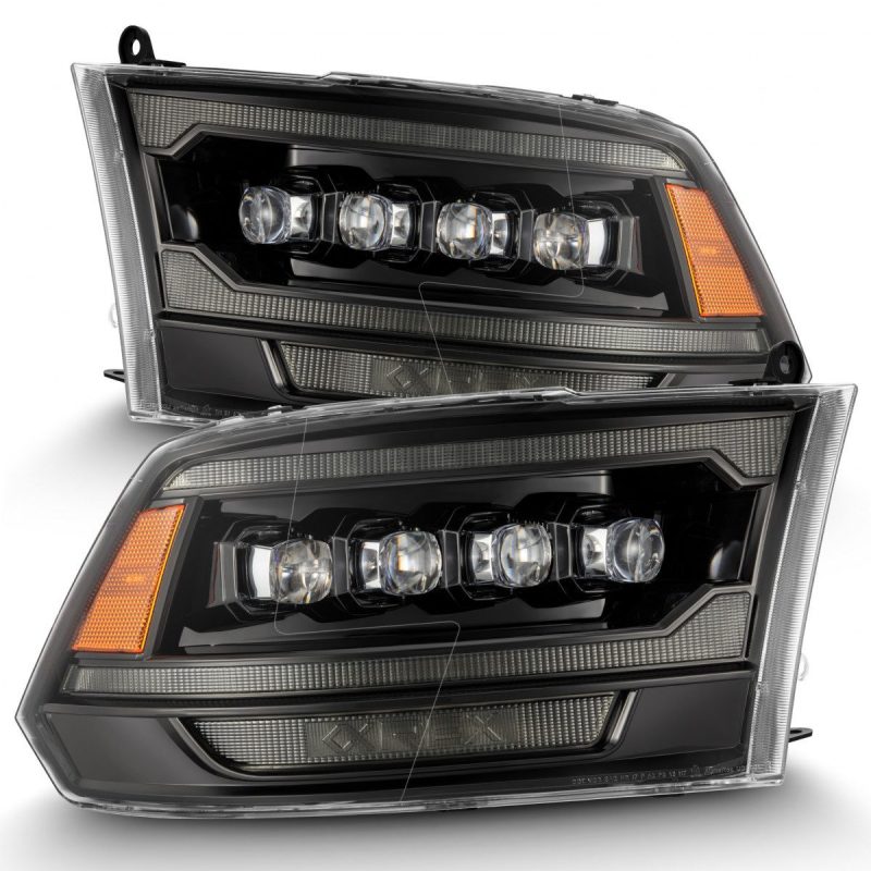 AlphaRex 09-18 Ram 2500 NOVA LED Proj Headlights Plank Style Alpha Blk w/Activ Light/Seq Signal/DRL - Burkken Auto Parts