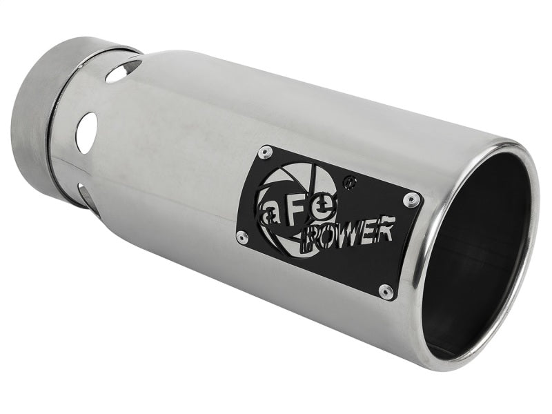 aFe SATURN 4S 4in SS Intercooled Exhaust Tip - Polished 4in In x 5in Out x 12in L Bolt-On - Burkken Auto Parts