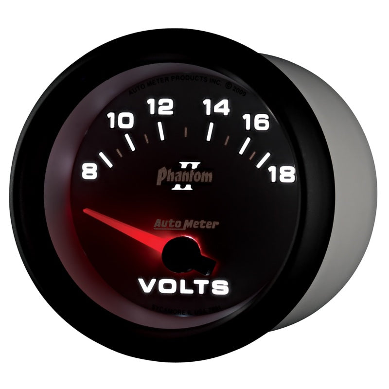 Autometer Phantom II 2-5/8in 18V Electric Voltmeter Gauge - Burkken Auto Parts