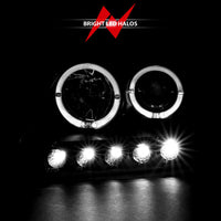 ANZO 1997.5-2003 Ford F-150 Projector Headlights w/ Halo and LED Black 1pc - Burkken Auto Parts