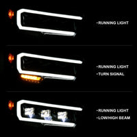 ANZO 2016-2018 Toyota Tacoma LED Projector Headlights Plank Style Black w/ Amber - Burkken Auto Parts