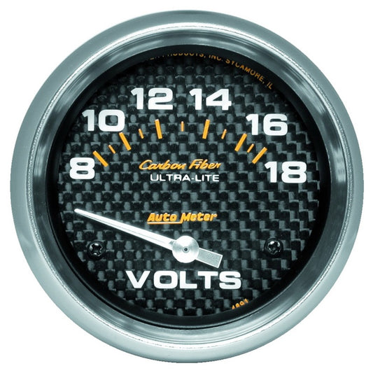 Autometer Carbon Fiber 2-5/8in 18V Electric Voltmeter Gauge - Burkken Auto Parts