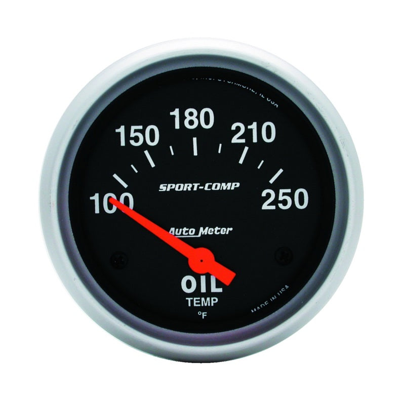 AutoMeter Gauge Oil Temp 2-5/8in. 100-250 Deg. F Electric Sport-Comp - Burkken Auto Parts