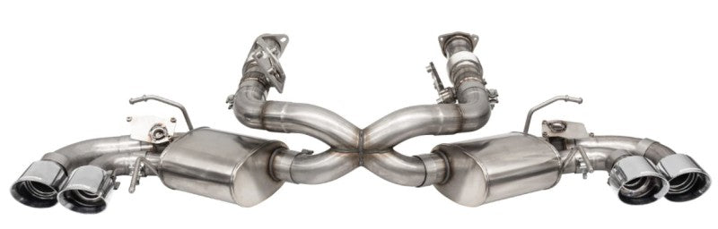 Corsa 2020-25 Corvette C8 3in Valved Cat-Back 4.5in Pol Quad Tips - Fits Factory Perf Exhaust w/ AFM - Burkken Auto Parts