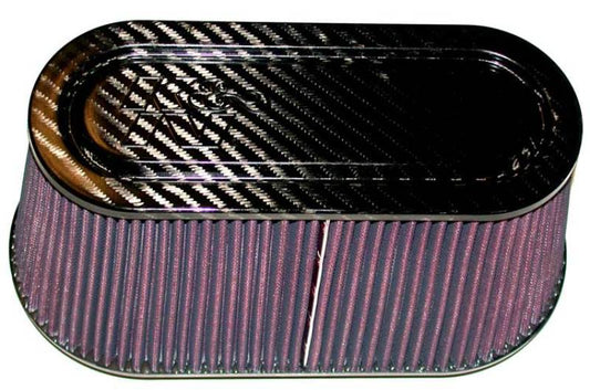 K&N Universal Carbon Fiber Top and Base Filter 12in x 6in Base / 9.938in x 3.938in Top / 6in Height - Burkken Auto Parts