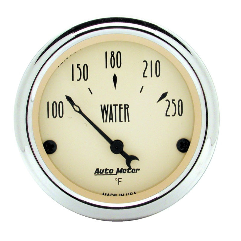 Autometer 2-1/16 inch Electric Water Temperature 250 Deg F Antique Beige Gauge - Burkken Auto Parts