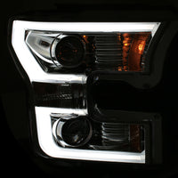 ANZO 2015-2016 Ford F-150 Projector Headlights w/ Plank Style Design Chrome w/ Amber - Burkken Auto Parts