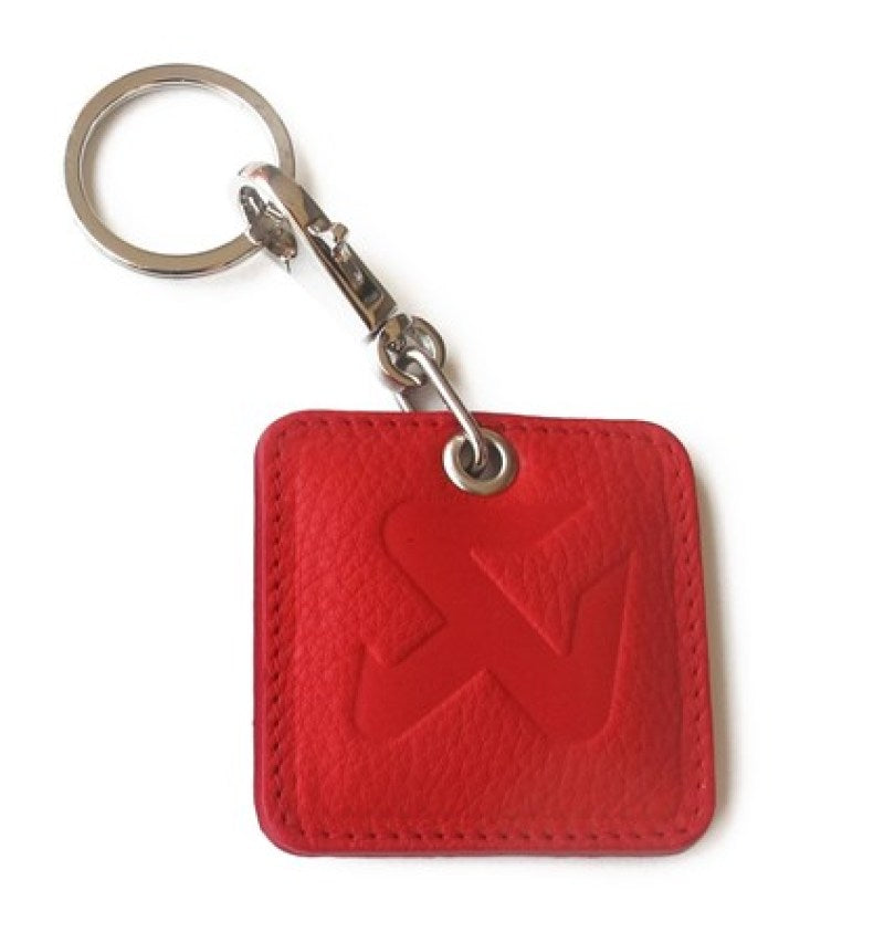Akrapovic Square Leather Keychain - red - Burkken Auto Parts