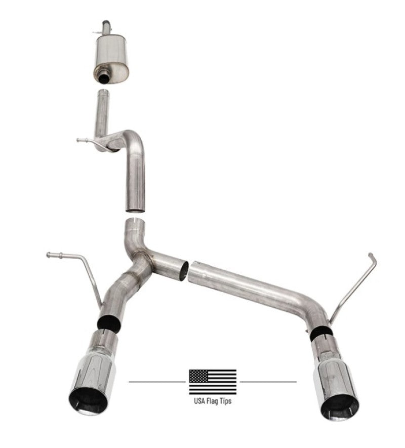Corsa 2007-2018 Jeep Wrangler JKU 3.6L/3.8L 2.75in Sport Cat-Back Exhaust w/ 4in American Flag Tips - Burkken Auto Parts