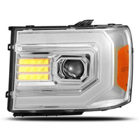 AlphaRex 07-13 GMC Sierra 1500 (No Clsc) LUXX-Series LED Proj HL Chrome w/Actv Lgt & Seq.Sig / DRL - Burkken Auto Parts