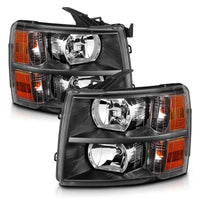 ANZO 2007-2013 Chevrolet Silverado Crystal Headlights Black - Burkken Auto Parts