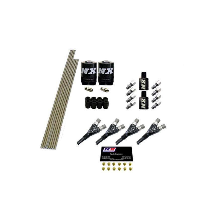 Nitrous Express 4 Cyl Shark Plumb Kit w/2 Solenoids & 75HP Jets Incl Hardware - Burkken Auto Parts