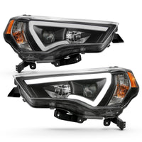 ANZO 14-18 Toyota 4 Runner Plank Style Projector Headlights Black w/ Amber - Burkken Auto Parts