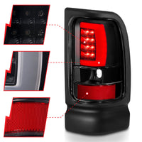 ANZO 1994-2001 Dodge Ram 1500 LED Taillights Plank Style Black w/Clear Lens - Burkken Auto Parts