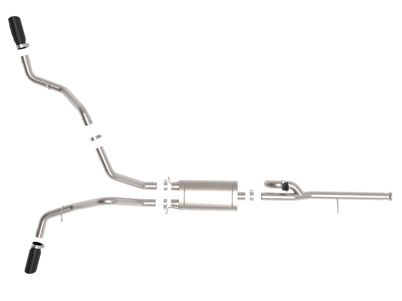 aFe Gemini XV 3in 304 SS Cat-Back Exhaust w/ Cutout 14-19 GM Trucks 4.3L/5.3L w/ Black Tips - Burkken Auto Parts