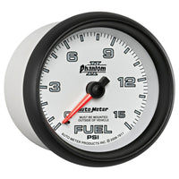 Autometer Phantom II 2-5/8in 0-15PSI Mechanical Fuel Pressure Gauge - Burkken Auto Parts