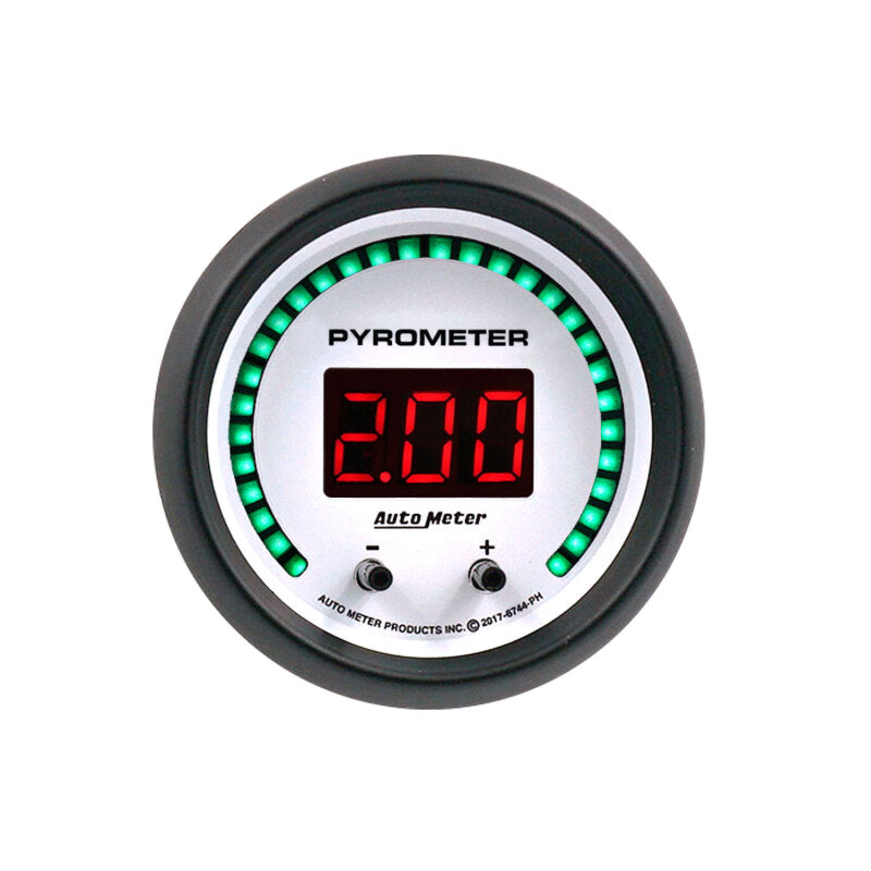 Autometer 52.4mm White Two Channel 0-2000 Degree Pyrometer (EGT) Phantom Elite Digital Gauge - Burkken Auto Parts