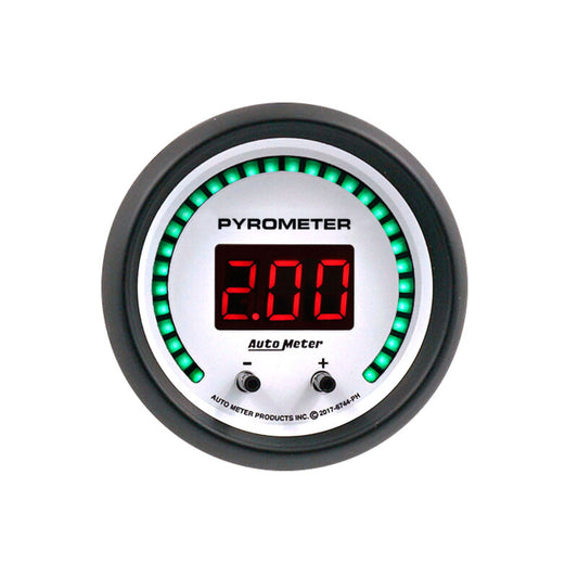 Autometer 52.4mm White Two Channel 0-2000 Degree Pyrometer (EGT) Phantom Elite Digital Gauge - Burkken Auto Parts
