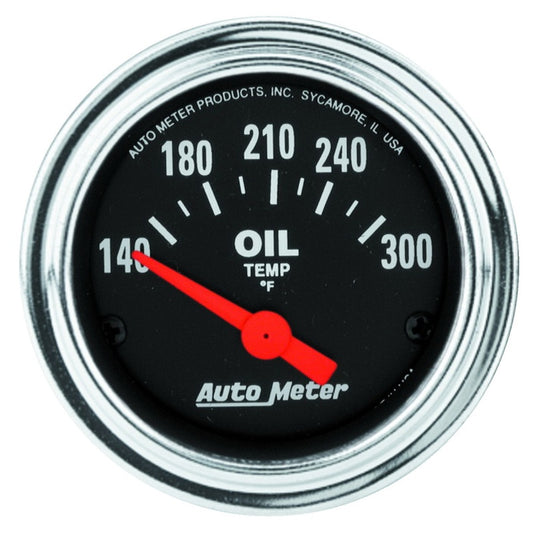 Autometer Traditional Chrome 52mm 140-300 Degree F Short Sweep Electrical Oil Temperature Gauge - Burkken Auto Parts