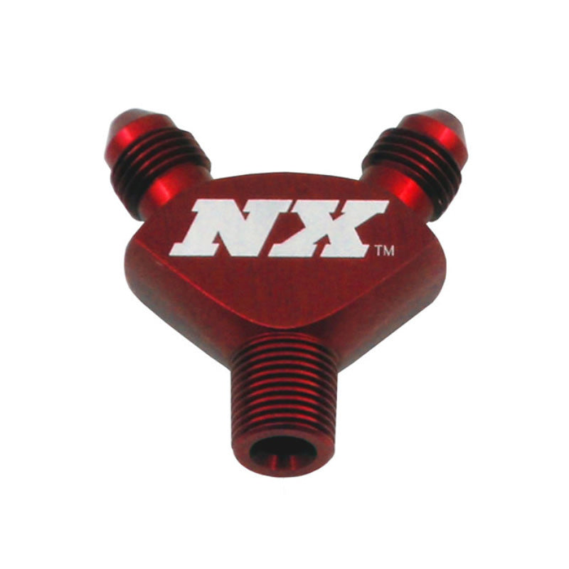 Nitrous Express 1/8NPT x 3AN x 3AN Billet Pure-Flo Y Fitting - Red - Burkken Auto Parts