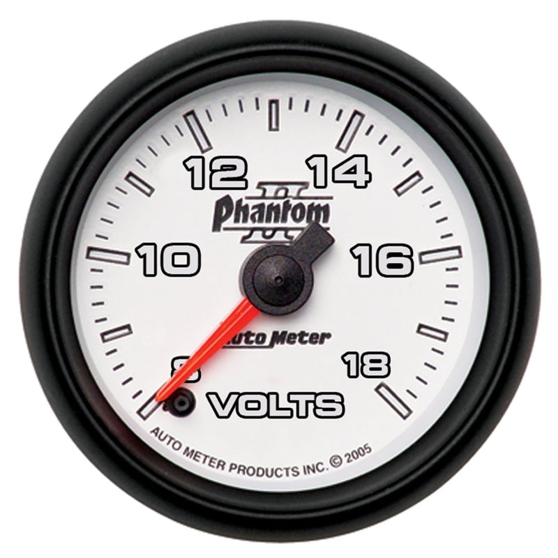 Autometer Phantom II 52.4mm Full Sweep Electronic 8-18 Volts Voltmeter Gauge - Burkken Auto Parts