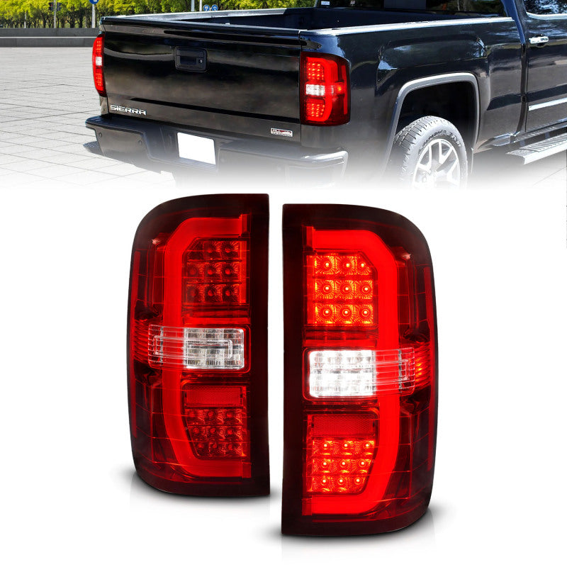 ANZO 14-18 GMC Sierra 1500 LED Taillights Red/Clear - Burkken Auto Parts