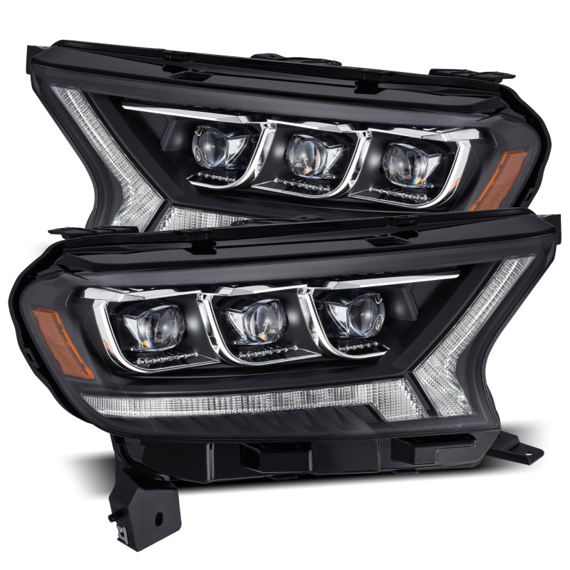 AlphaRex 19-21 Ford Ranger NOVA LED Proj Headlights Plank Style Black w/Activ Light/Seq Signal/DRL - Burkken Auto Parts
