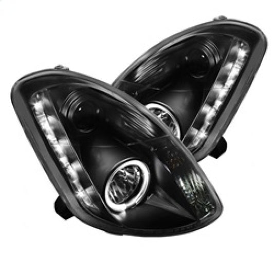 Spyder Infiniti G35 03-04 4DR Projector Halogen - LED Halo DRL Blk High H4 PRO-YD-IG35034D-DRL-BK - Burkken Auto Parts