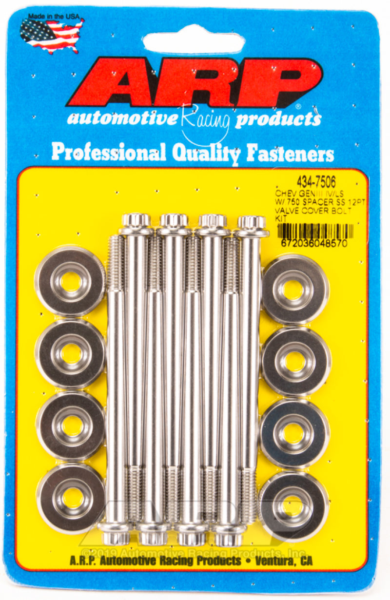 ARP Small Block Chevy GENIII/IV LS Series .750 Spacer 12pt Valve Cover Bolt Kit - Stainless Steel - Burkken Auto Parts