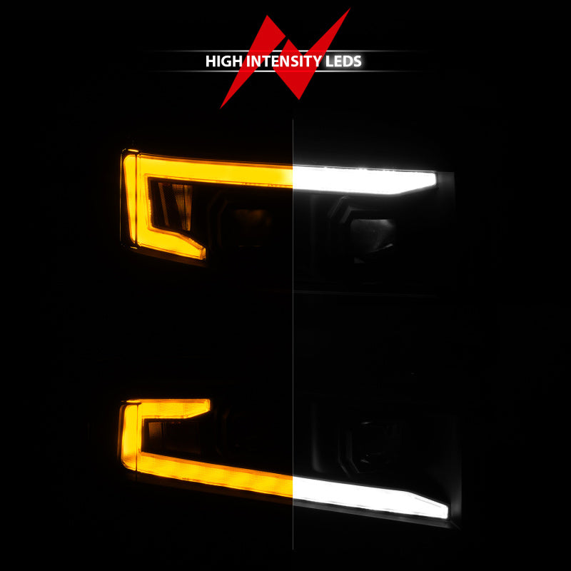 ANZO 19-22 Chevrolet Silverado 1500 LED Proj HL w/Lgt Bar SwBk Seq. Blk w/In. Light - Passenger Side - Burkken Auto Parts