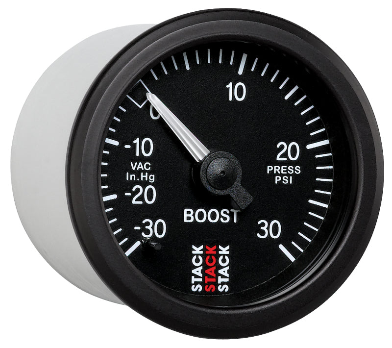 Autometer 52mm Stack Instruments -30INHG to +30PSI Mechanical Boost Gauge - Black - Burkken Auto Parts