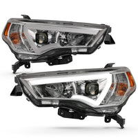 ANZO 14-18 Toyota 4 Runner Plank Style Projector Headlights Chrome w/ Amber - Burkken Auto Parts